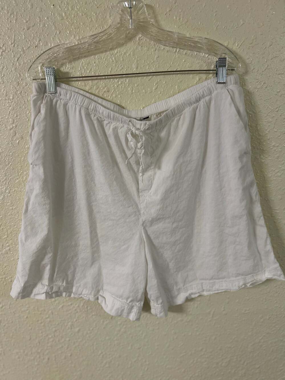 Athleta White Linen Blend Drawstring Shorts Size XL